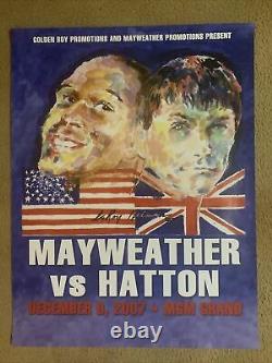 Floyd Mayweather Vs Ricky Hatton 2007 Affiche De Combat Neiman Très Peu Impriméerare