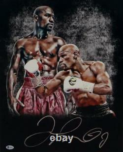 Floyd Mayweather Vs Signé 16x20 Double Red Image Shorts Photo- Beckett Auth