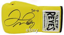 Gant de boxe jaune signé Cleto Reyes par Floyd Mayweather Jr. avec 50-0 (SS COA)