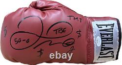 Gant de boxe rouge signé et dédicacé Floyd Mayweather JSA à gauche noir WA423695