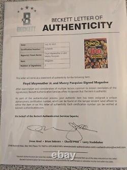 Manny Pacquiao et Floyd Mayweather Autographe avec lettre LOA de Beckett