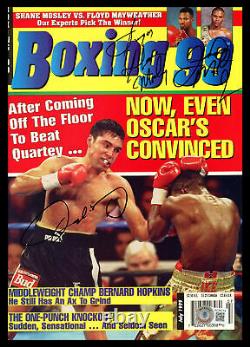 Mayweather Jr, De La Hoya & Mosley Magazine de Boxe 99 autographié par Beckett