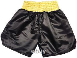 Shorts de boxe noirs et dorés signés Floyd Mayweather Jr. 50-0 Beckett 221641