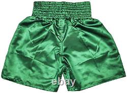 Shorts de boxe verts dédicacés par Floyd Mayweather Jr. 50-0 Beckett Witness 221643
