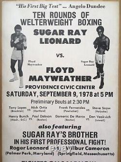 Superbe Sucre Rare Ray Leonard Vs Floyd Mayweather Vintage Sur Le Site Affiche 1978